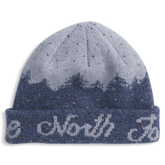 Cabin mountainscape beanie - Lunar blue / Blue flax