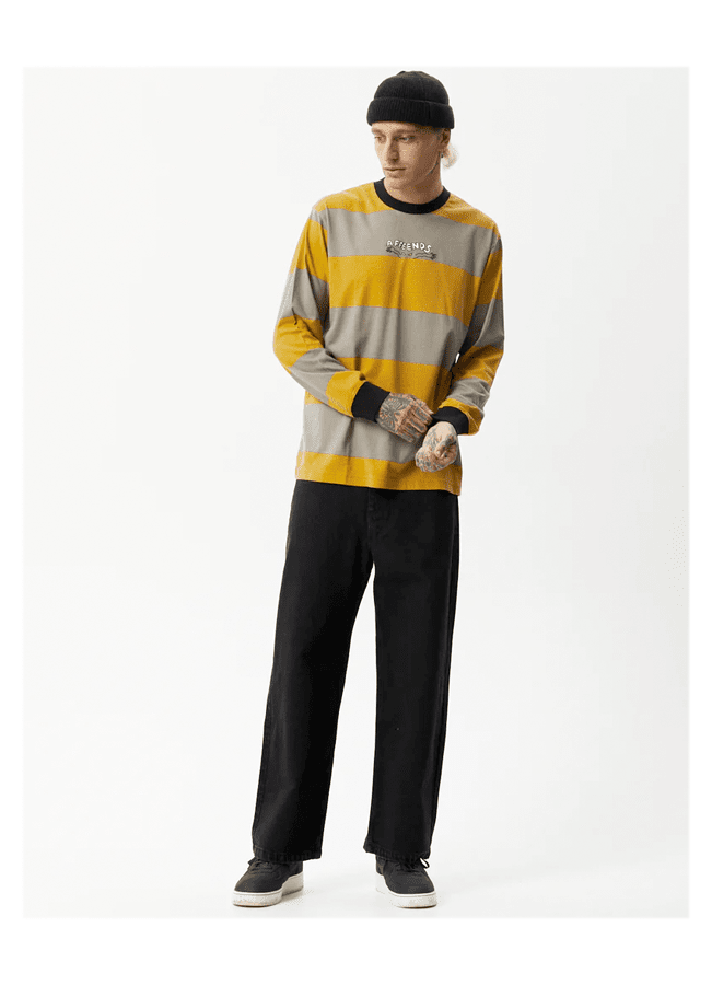 Long sleeve Afends Space striped - Mustard