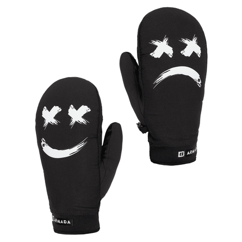 Carmel Gore Windstopper® mitts - Black / Off white smiley