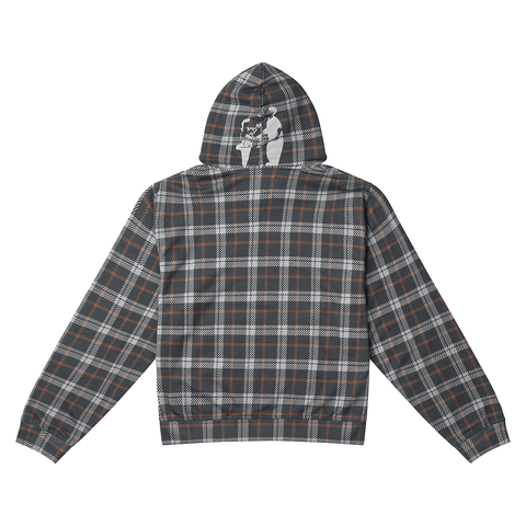 Hoodie - Grey / Brown plaid