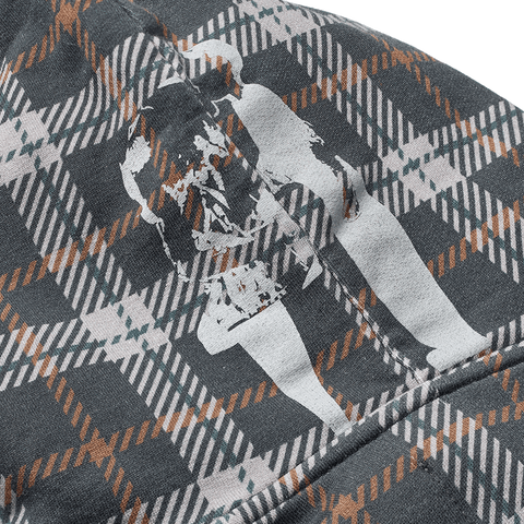 Hoodie - Grey / Brown plaid