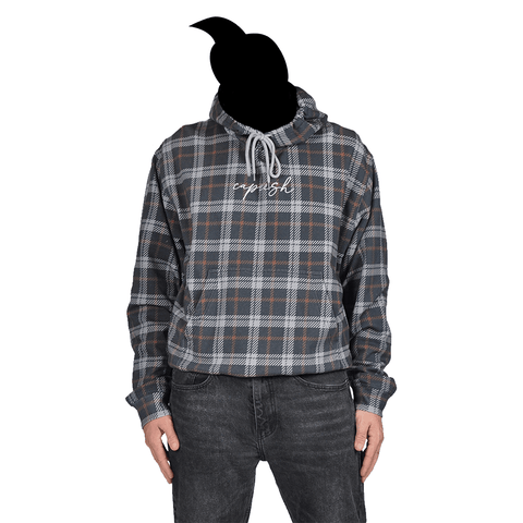 Hoodie - Grey / Brown plaid