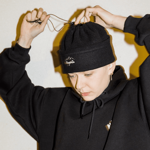 Convertible fleece beanie - Black