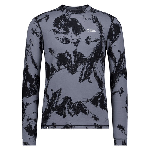 Cascade merino baselayer top - Mountain pixel grey