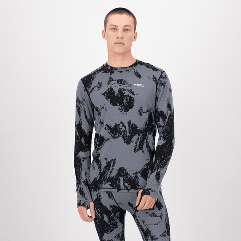 Cascade merino baselayer top - Mountain pixel grey