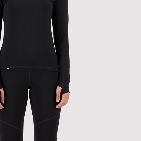 Cascade merino women's baselayer top - Black