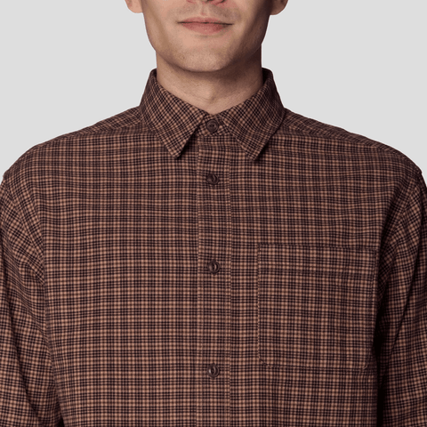 Dusk creek relaxed shirt - Deep mullberry mini check