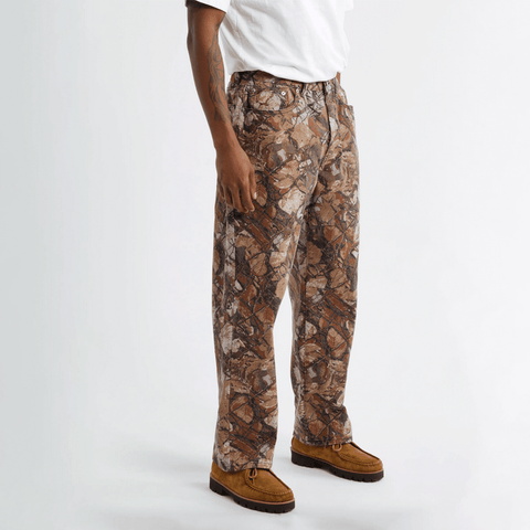 Classic baggy denim pants - Fence camo