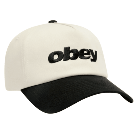 Delta 5 panel snapback hat - Unbleached / Black