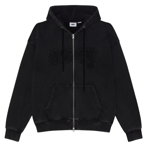 Gothic zip hoodie - Dusty black limo