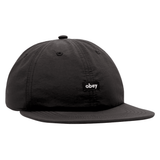 Lowercase nylon 6 panel strapback hat - Black