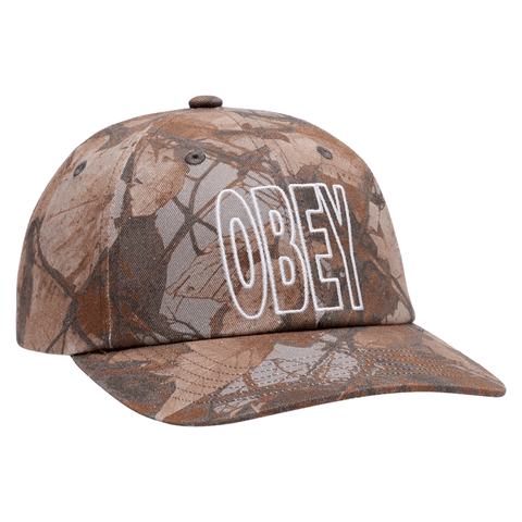 Outline pigment 6 panel velcro back hat - Fence camo