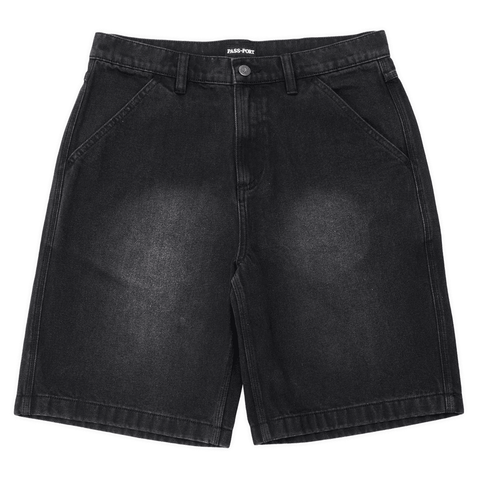 Recycled cotton workers club denim shorts - Washed black