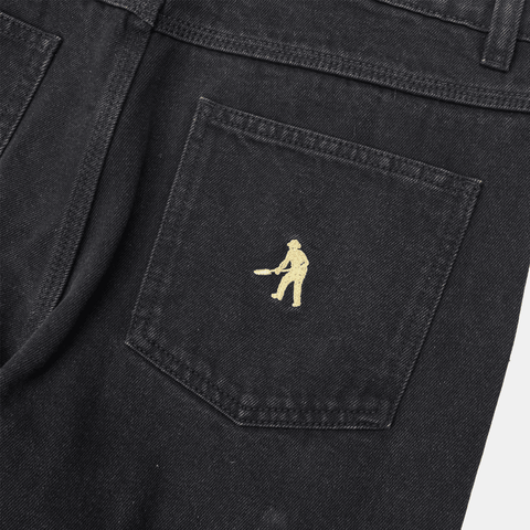 Recycled cotton workers club denim shorts - Washed black