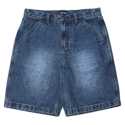 Recycled cotton workers club jean shorts - Washed dark indigo