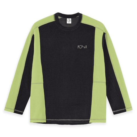 Grid fleece sweater - Black / Chartreuse