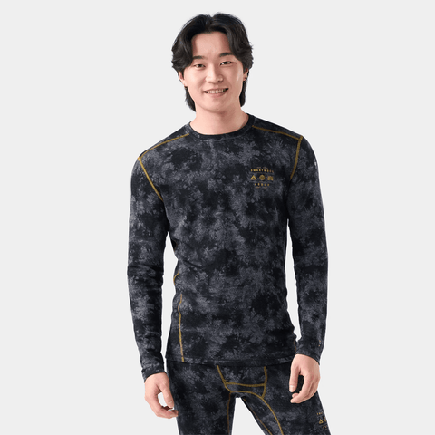 Classic thermal merino baselayer top - Black tie dye / Honey gold