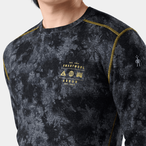 Classic thermal merino baselayer top - Black tie dye / Honey gold