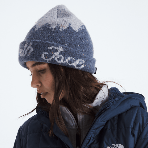 Cabin mountainscape beanie - Lunar blue / Blue flax