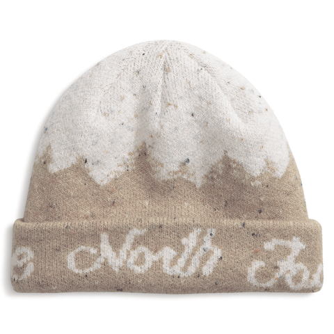 Cabin mountainscape beanie - Mushroom grey / White dune