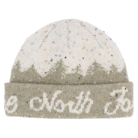 Cabin mountainscape beanie - Clay grey / White dune