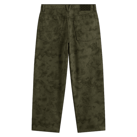 Check-5 denim baggy pants - Mossy olive green / Obsidian fern green