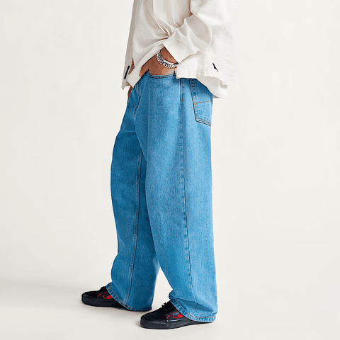 Check-5 baggy denim pants - Stonewash blue