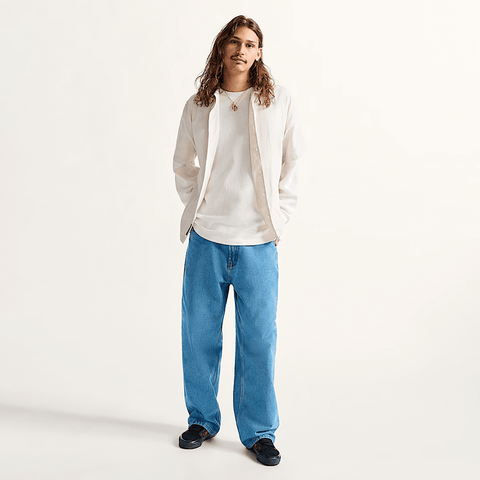 Check-5 baggy denim pants - Stonewash blue