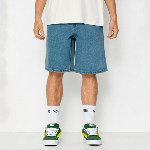 Check-5 baggy denim shorts - Stonewash blue
