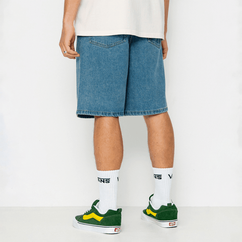 Check-5 baggy denim shorts - Stonewash blue
