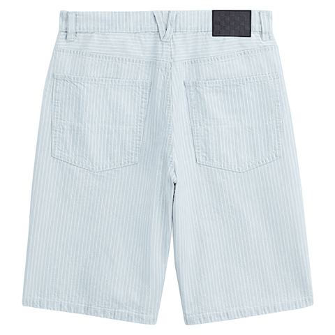 Check-5 baggy denim shorts - Ice stripe blue