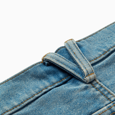 Check-5 baggy denim shorts - Stonewash blue
