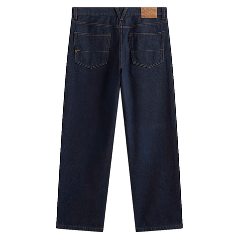 Check-5 loose denim pants - Dark rinse