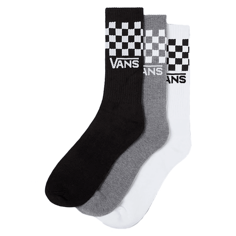 Classic checkerboard crew socks 3 pack - Black / Grey / White