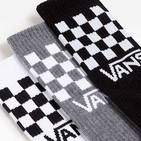 Classic checkerboard crew socks 3 pack - Black / Grey / White