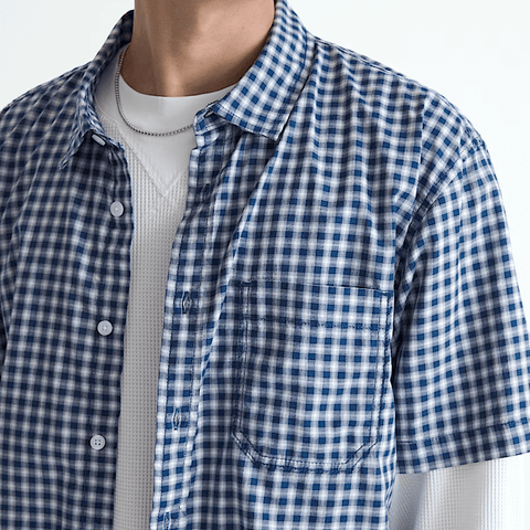 Larkspur mini plaid shirt - Deep indigo
