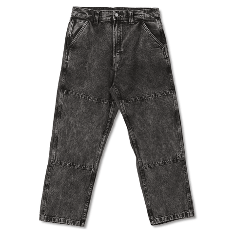 Rowan double knee denim pants - Stonewash black