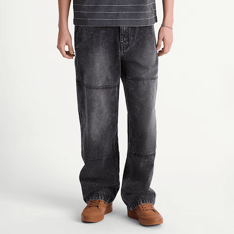 Rowan double knee denim pants - Stonewash black