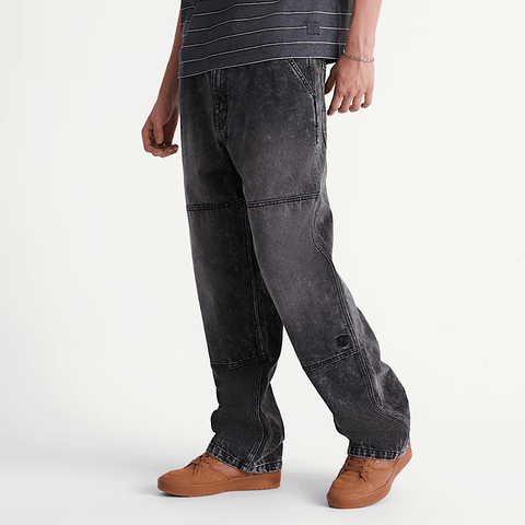 Rowan double knee denim pants - Stonewash black