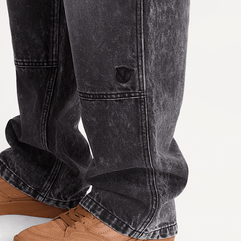Rowan double knee denim pants - Stonewash black