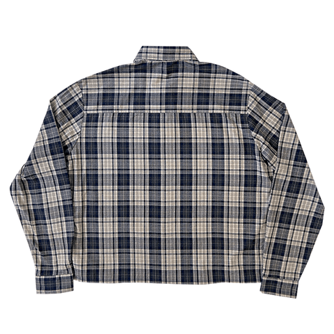 Boxy plaid shirt - Beige / Navy