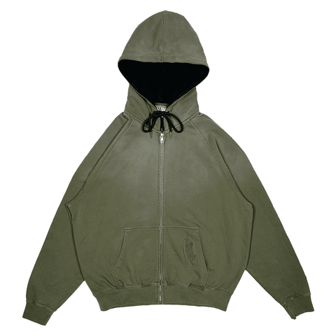 Zip hoodie - Faded olive