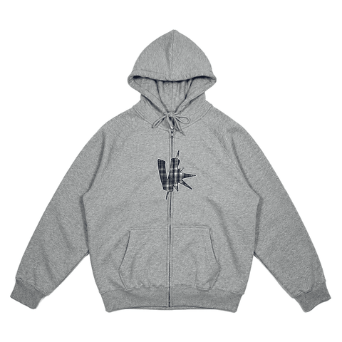 Applique zip hoodie - Heather grey