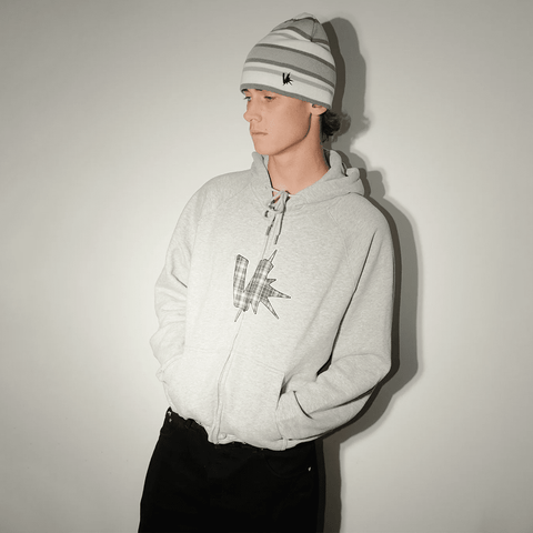 Applique zip hoodie - Heather grey