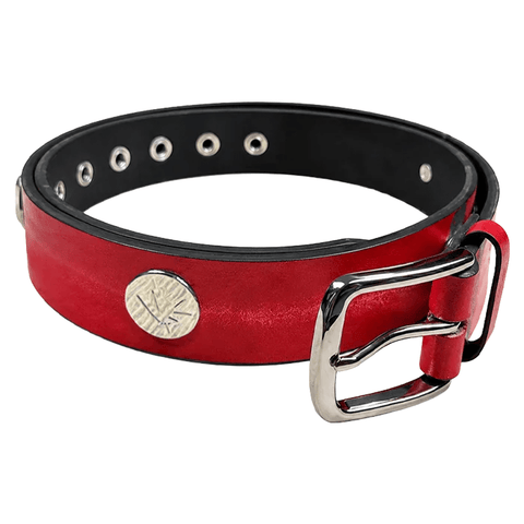 Studded leather belt - Faded red