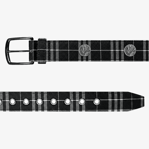 Studded leather belt - Plaid