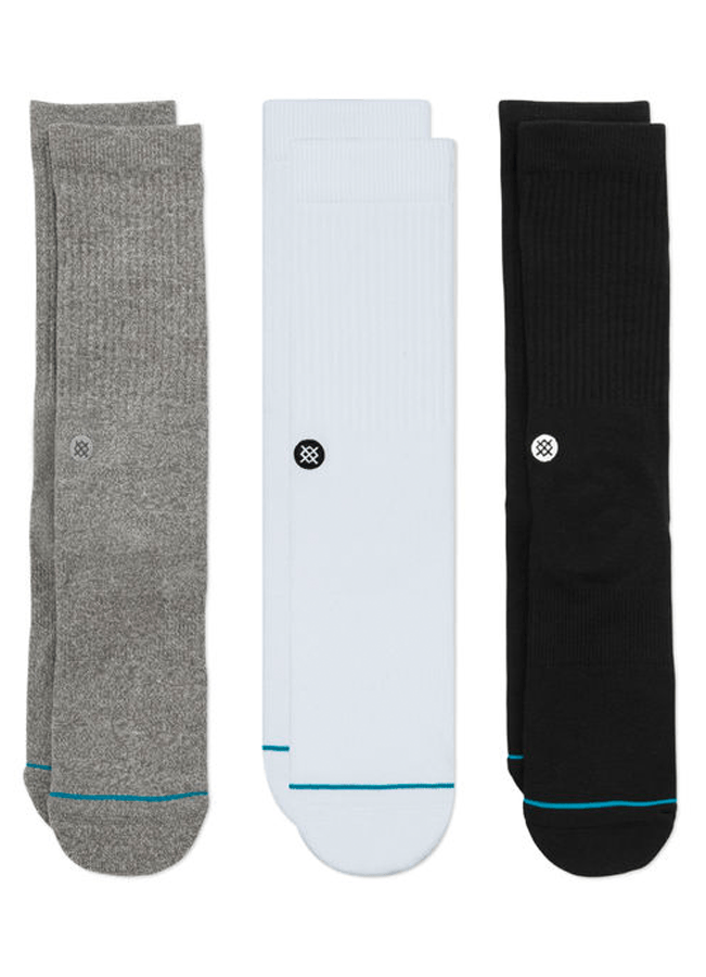 Socks Stance Icon 3 pack - Black / Heather grey / White